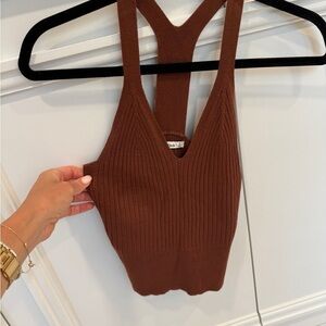Abercrombie & Fitch Brown Ribbed Crop Tank Top
